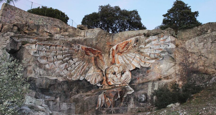 Rock wall street art project in Madrid, Spain