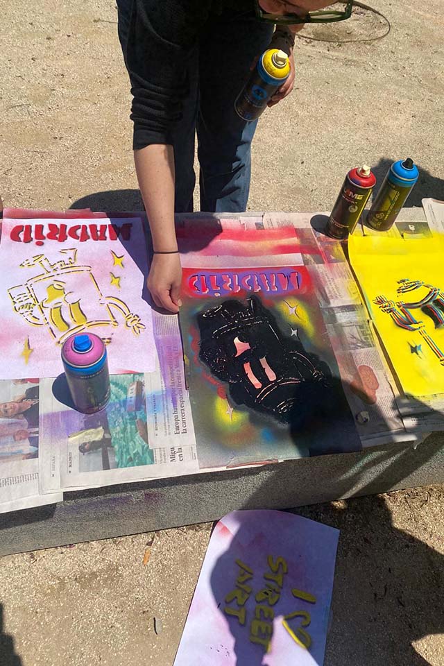 spray painting in a park