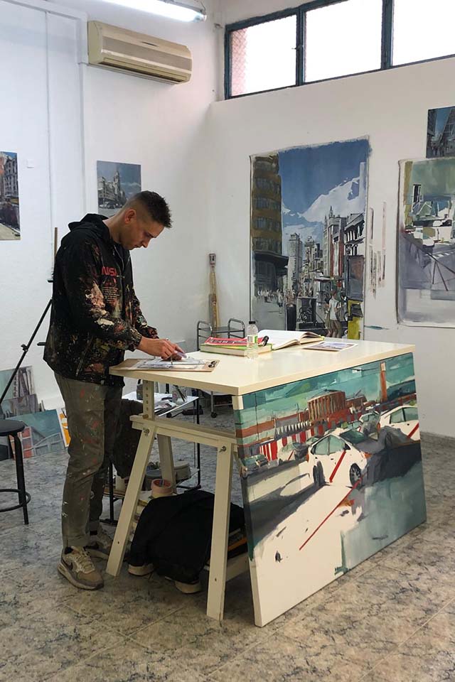 visiting the studio of a local artist