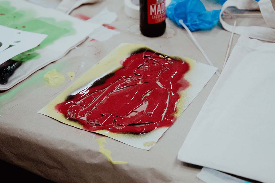 spray paint over a paper stencil